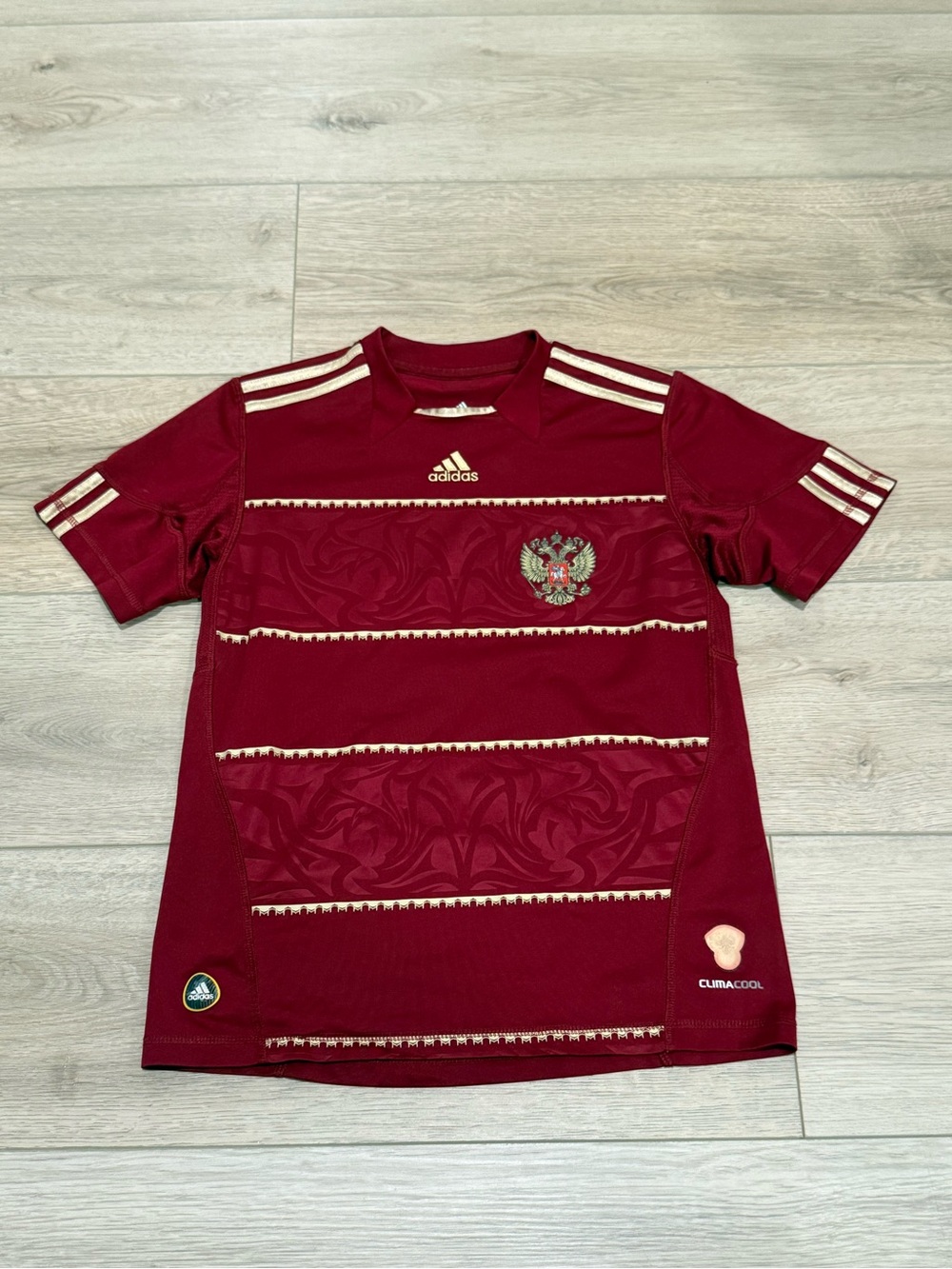 Adidas ClimaCool Russia Football Jersey Maroon/Gold Size Youth Medium Tribal